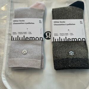 lululemon athletica Glitter Socks - Black and light pink XL BNWT 2 pair